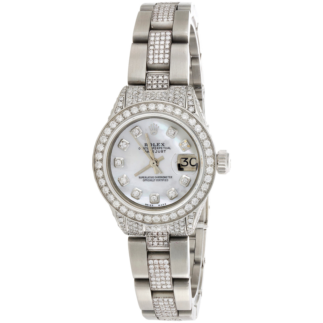 Montre femme diamant Rolex 6917 datejust cadran vadrouille blanc