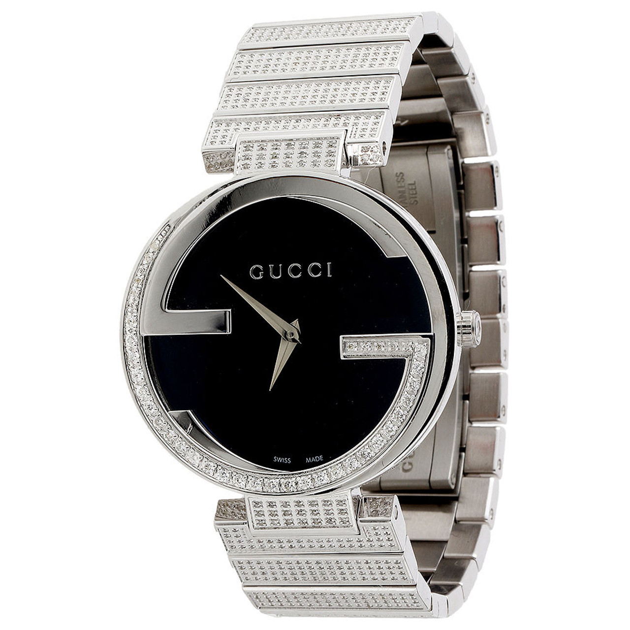 Utålelig Mold Spændende Gucci Diamond Watch GC YA133307 Ladies 37mm Interlocking Brushed Black Dial  3 ct - JFL Diamonds & Timepieces