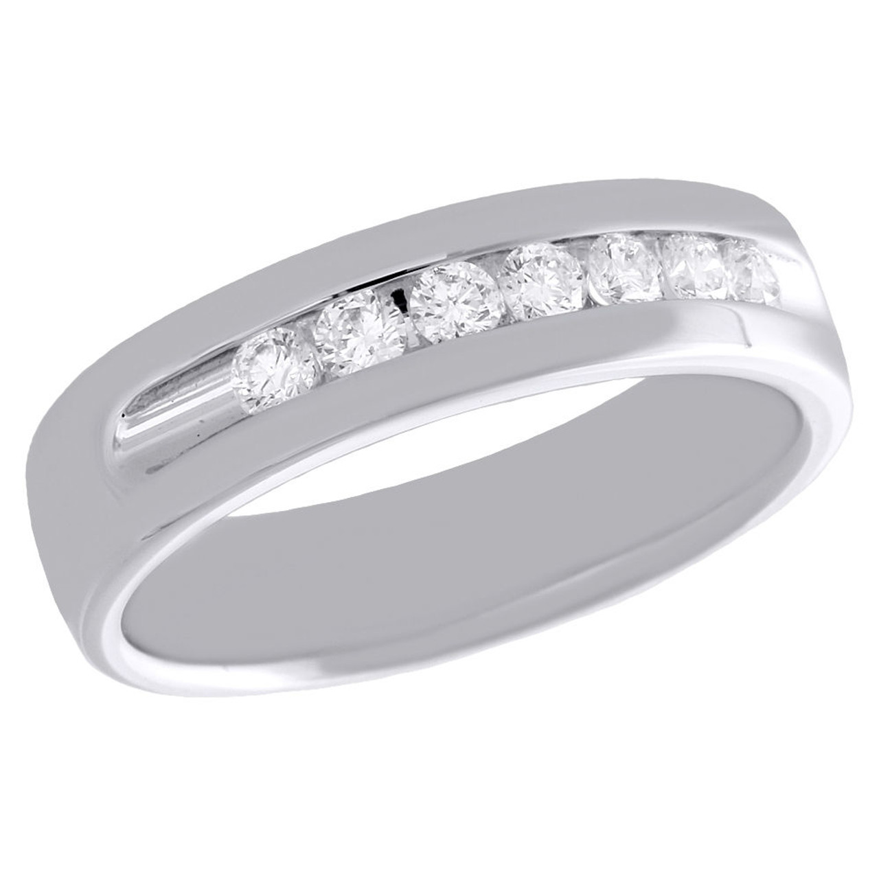 14kt White Gold Channel Set Diamond Engagement Ring & Band by