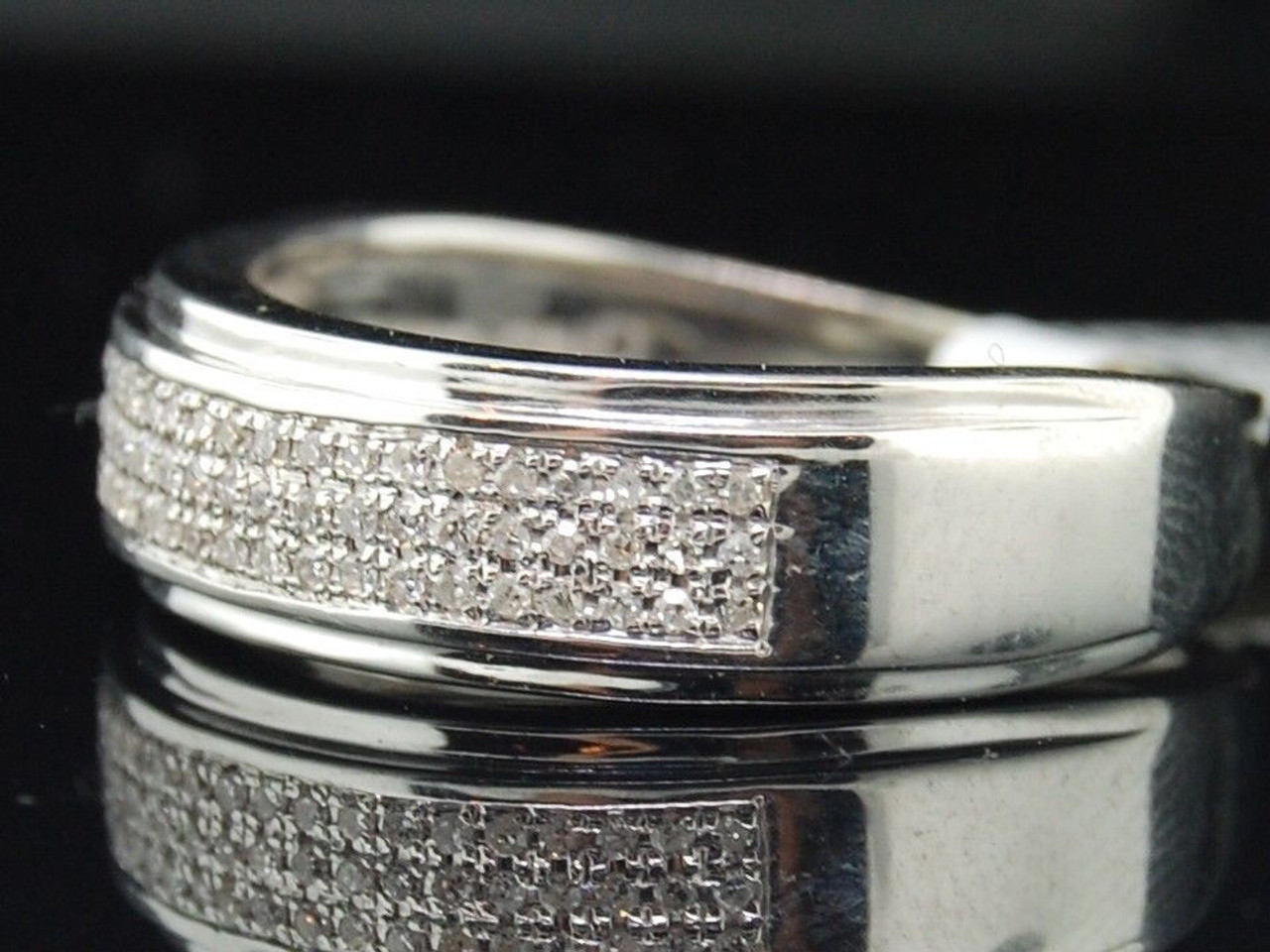 Sterling Silver Wedding Bands: Men's Diamond Ring 0.18ct