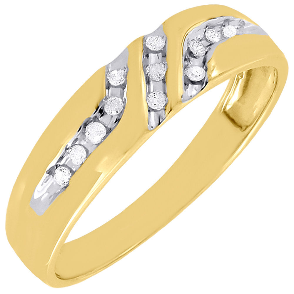 Diamond Wedding Band 10k Yellow Gold Round Cut Men S Anniversary Ring 0 12 Ct Jewelry For Less