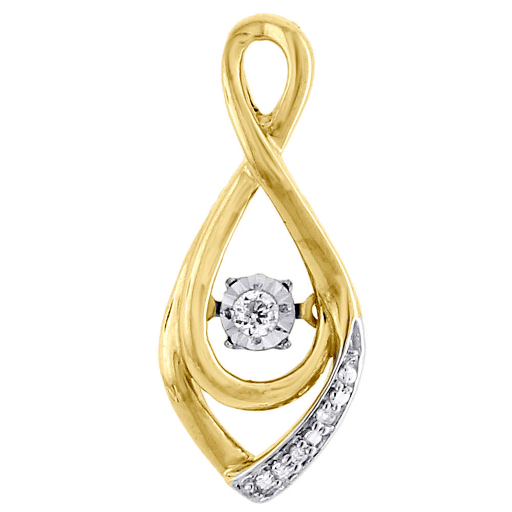 10k Yellow Gold Round Dancing Diamond Pendant Necklace CT