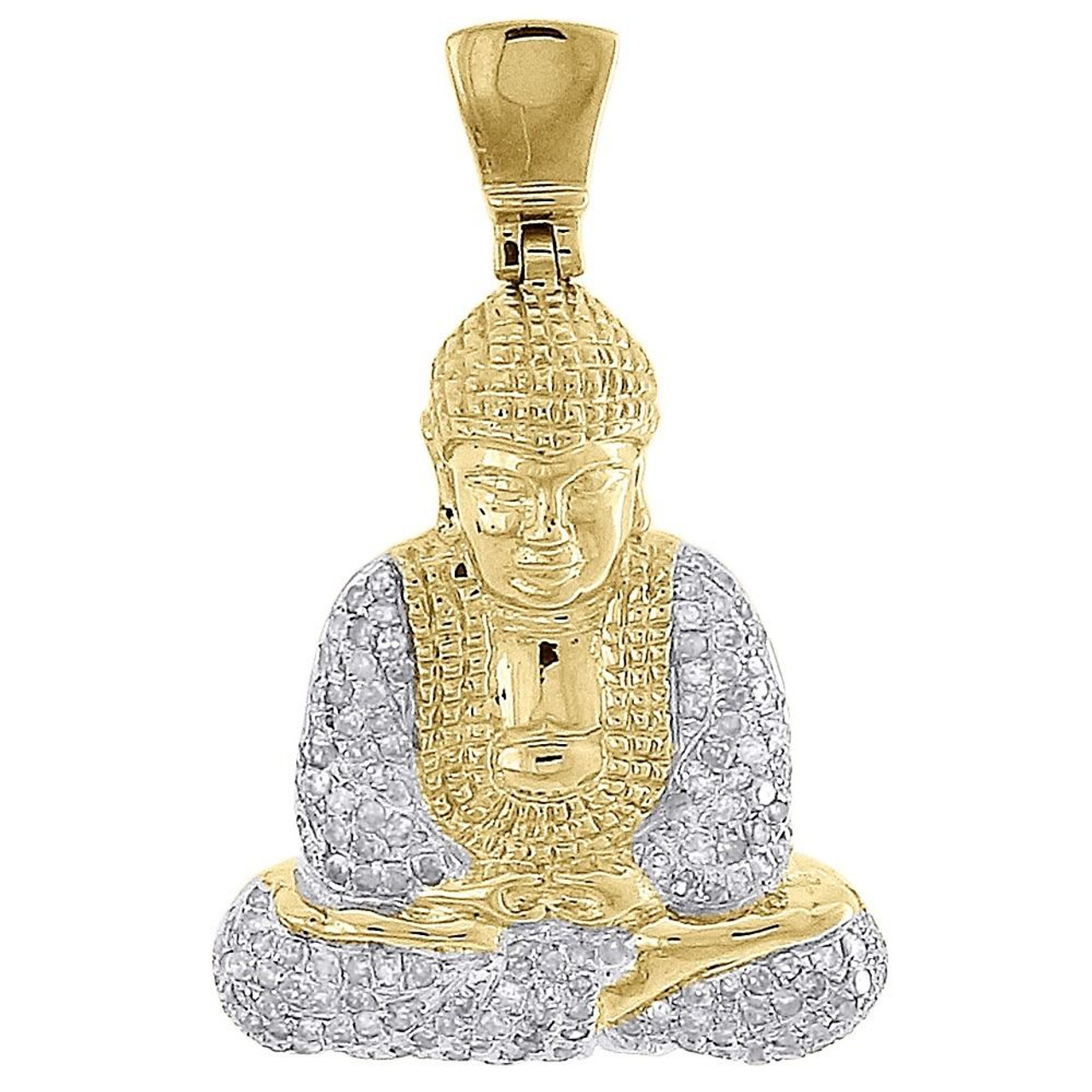 Gold diamond sales buddha pendant