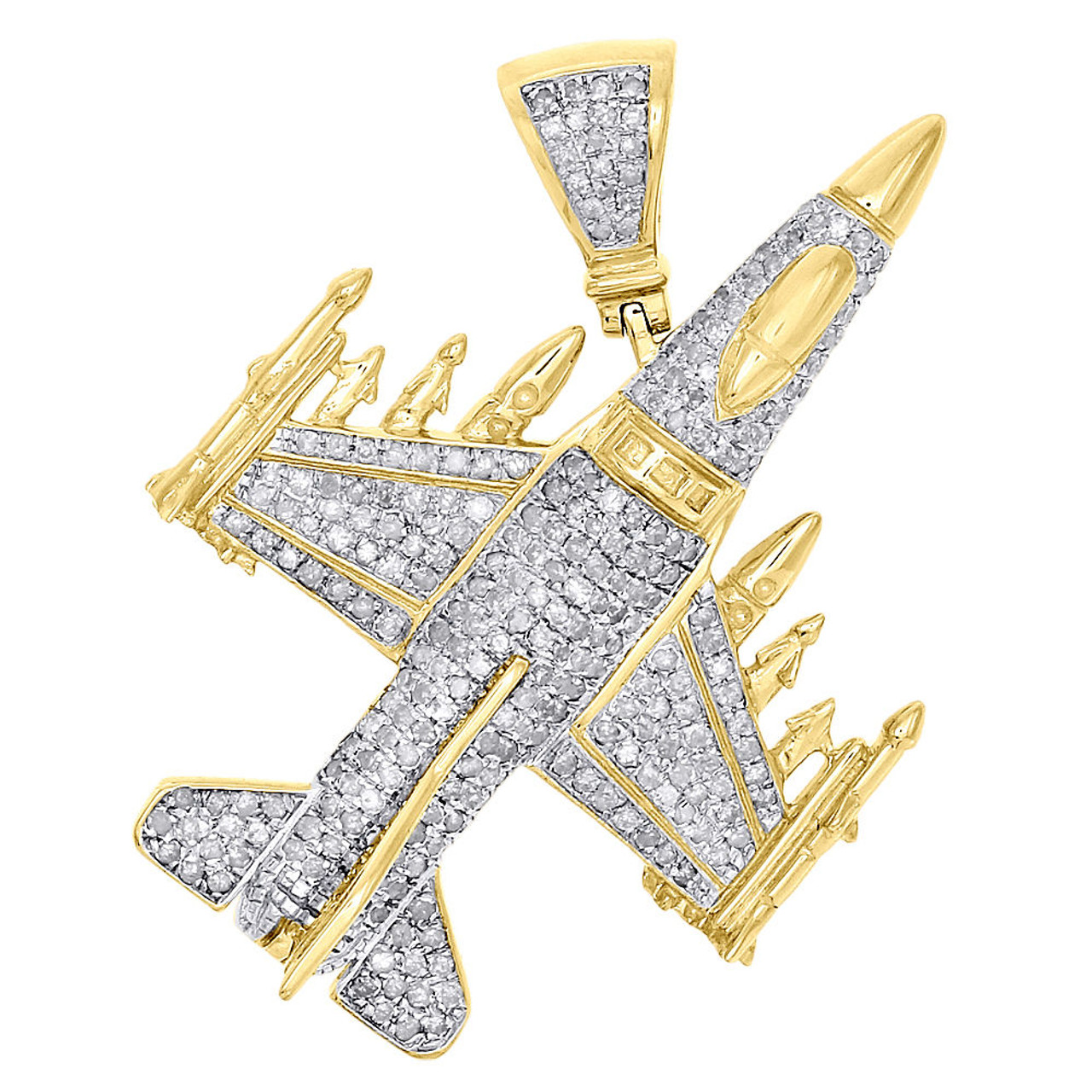 10K Yellow Gold Solid Satin Airplane Charm