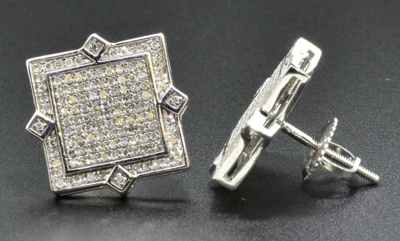 10kt Yellow Gold Men's Square Black Diamond Earrings - 1/3 Cttw – Splendid  Jewellery