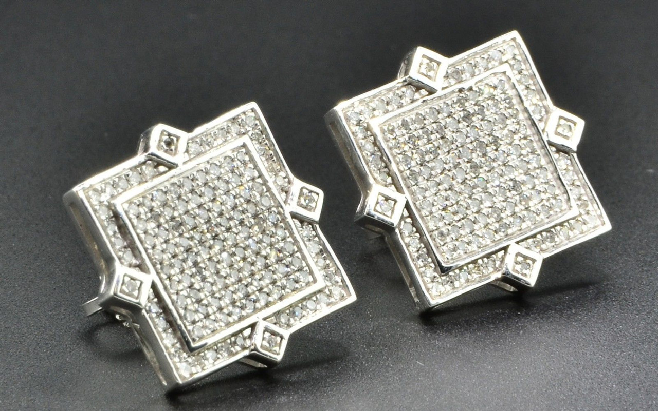 Men's Diamond Square Earrings 1/10 ct tw Round-cut 10K Yellow Gold | Kay  Outlet