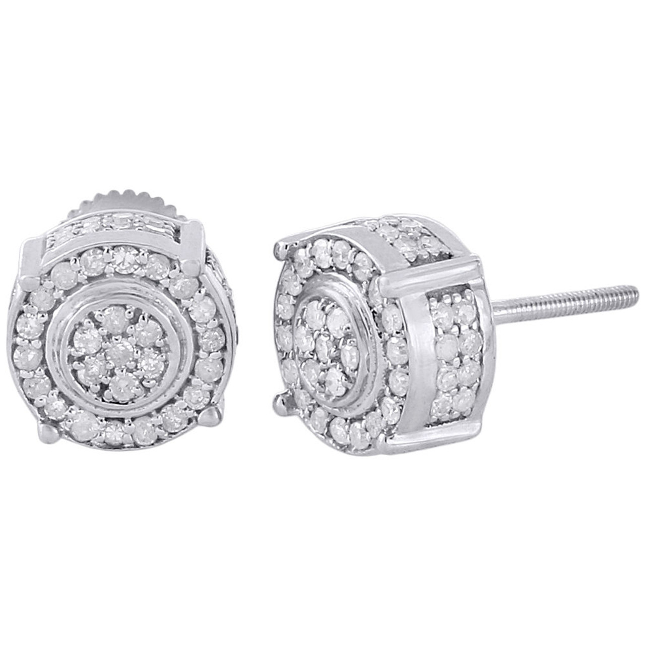 Macy's Diamond Halo Stud Earrings (1/4 ct. t.w.) in 14k White Gold |  CoolSprings Galleria