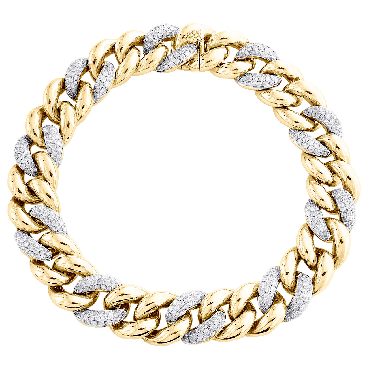 10K Yellow Gold Real Diamond Baguette Link Bracelet 6.4 ct 8