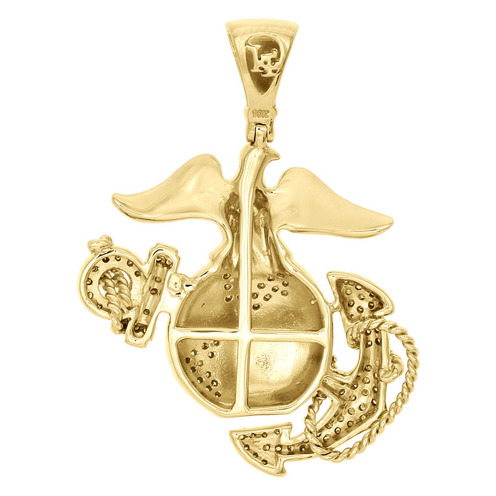 Small 10k Yellow Gold US Marine Corps Eagle, Globe & Anchor Pendant - 1/2 Inch