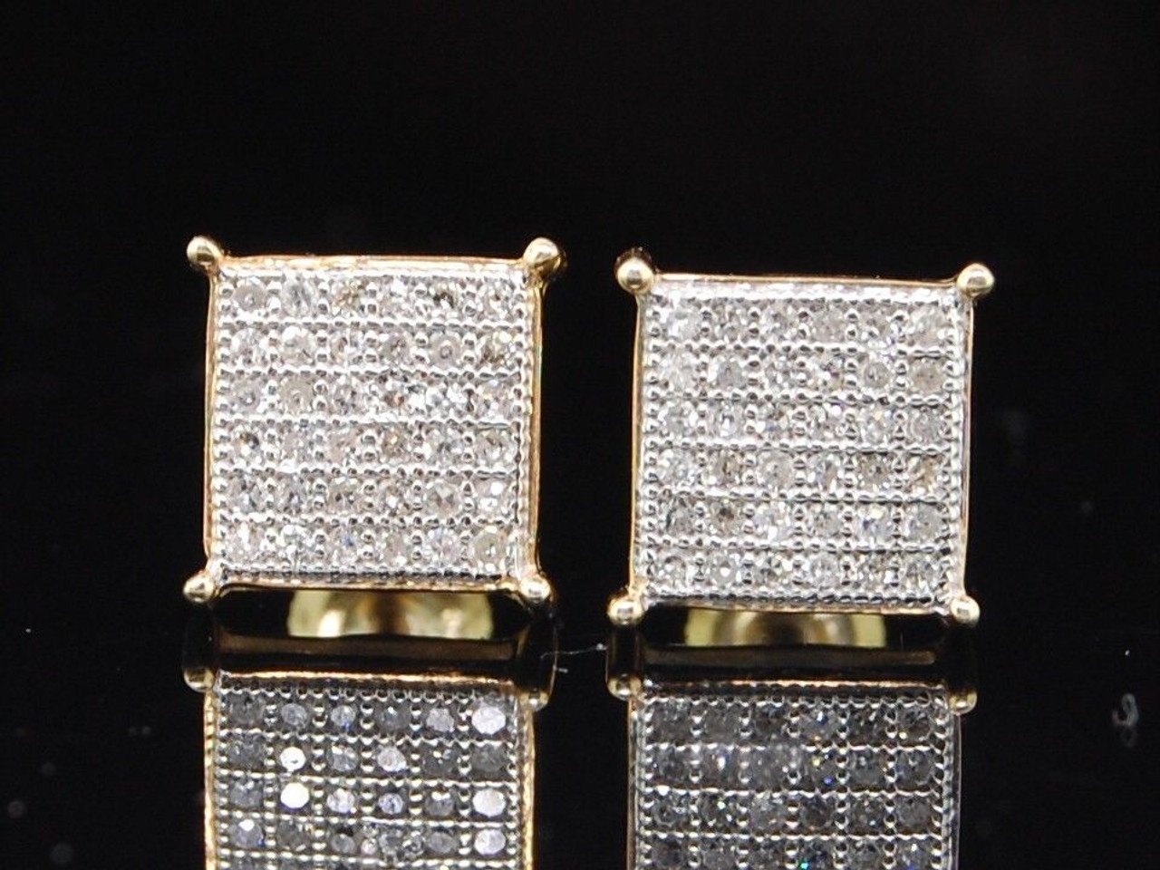 15mm Gold 925 Sterling Silver Large Kite Earring Hip Hop Square Diamon –  Gold Diamond Shop