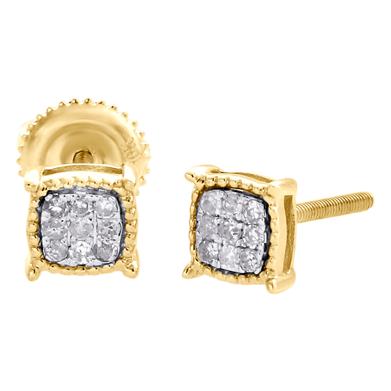 1/5 CT. T.W. Composite Diamond Square Frame Stud Earrings in 10K Gold |  Banter