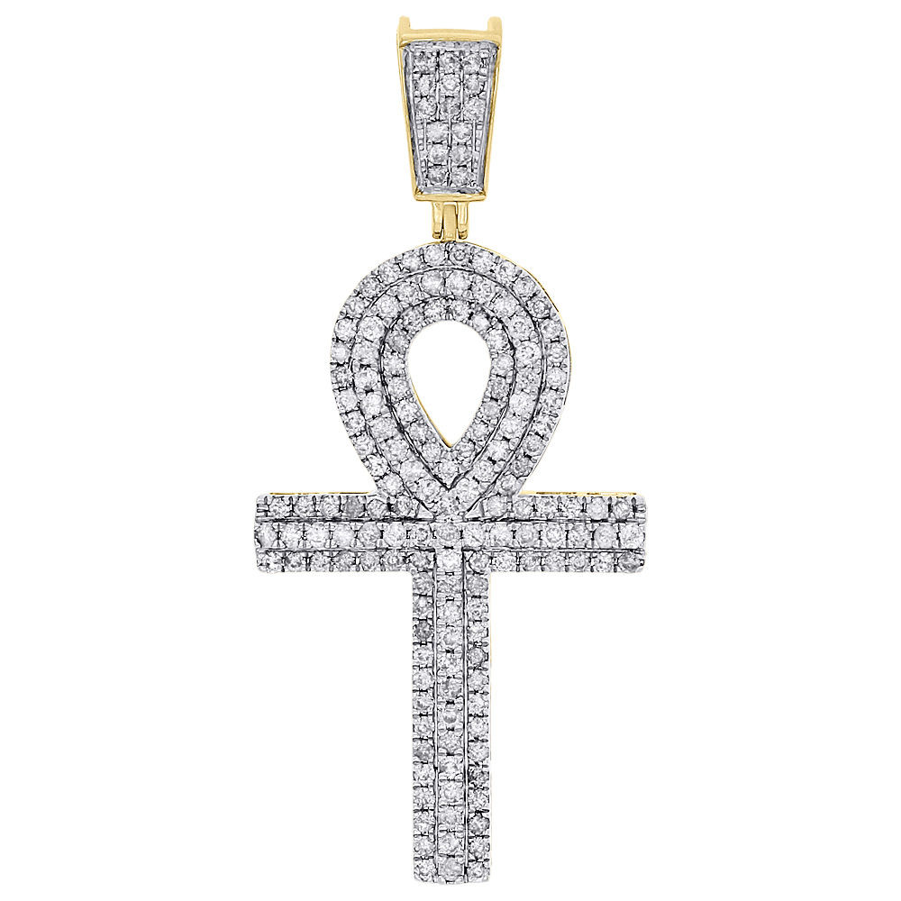 10K Yellow Gold Diamond Egyptian Ankh 