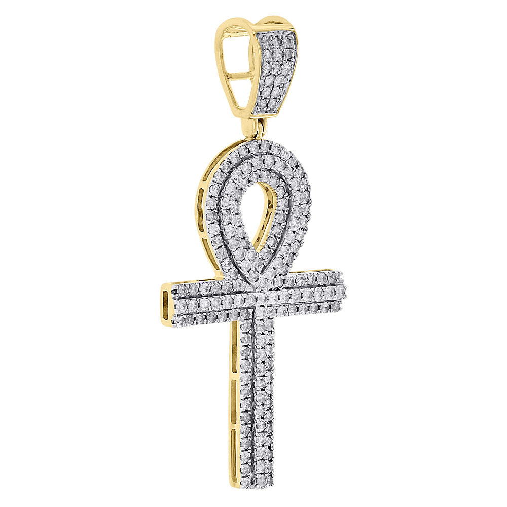 10K Yellow Gold Diamond Egyptian Ankh 