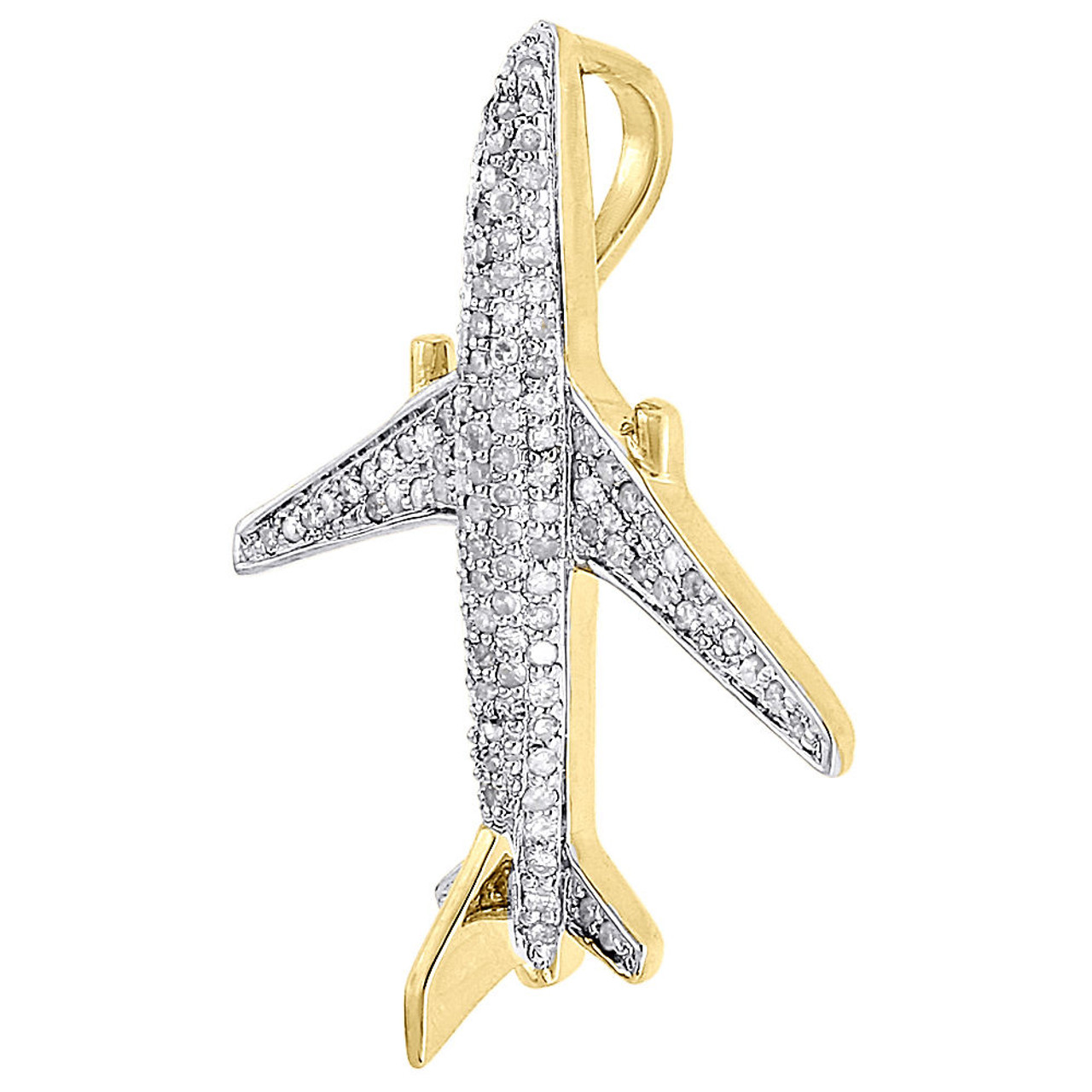 Necklace Silver diamond plane traveler