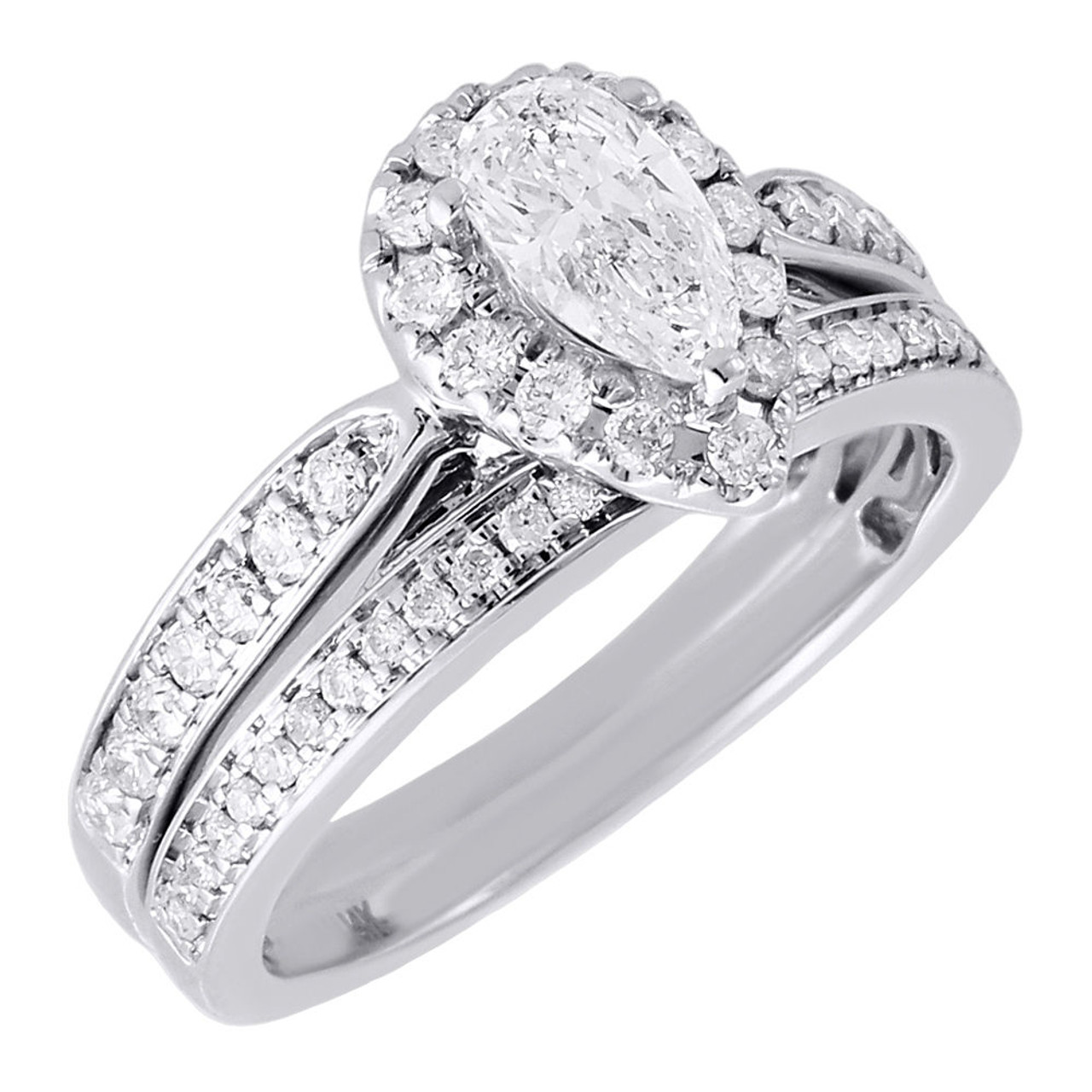 Bague de fian ailles solitaire poire diamant ensemble de mari e en