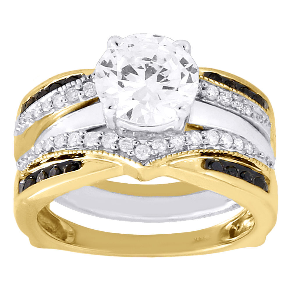 Black Diamond Enhancer Wrap Solitaire Engagement Ring 14K Yellow Gold 1/2 Ct JFL Diamonds