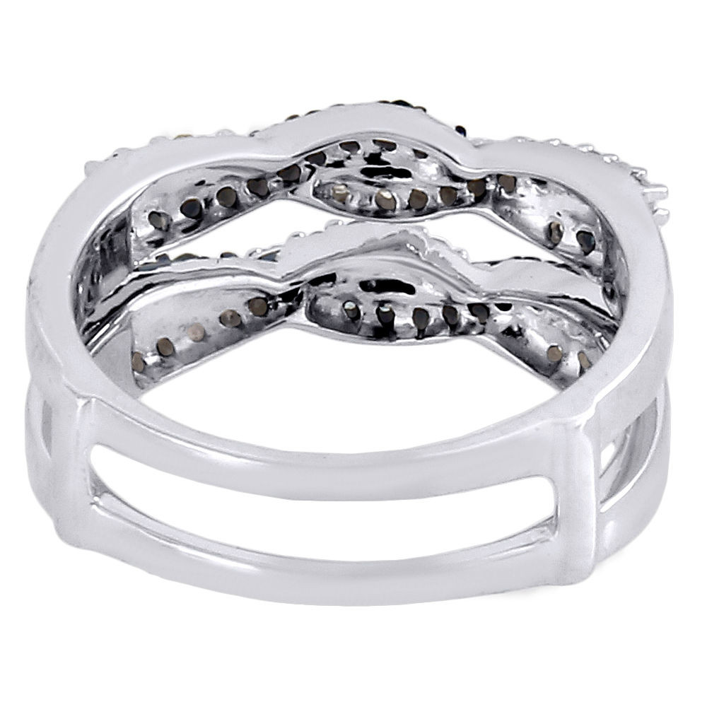 Blue White Diamond Solitaire Engagement Ring Enhancer Wrap 10K White ...