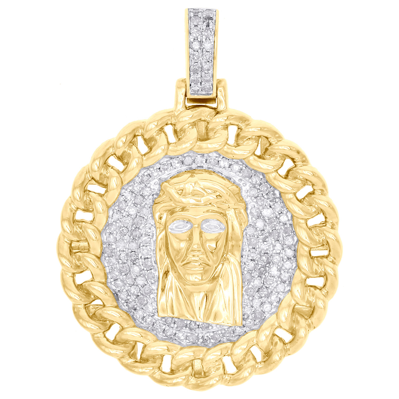 10K Yellow Gold Diamond Jesus Face 