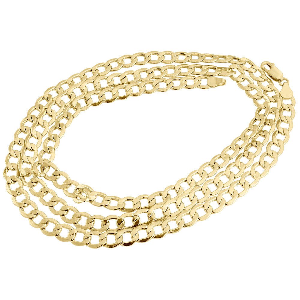 10K Yellow Gold Hollow Plain Cuban Curb Link Chain Necklace - Main Image