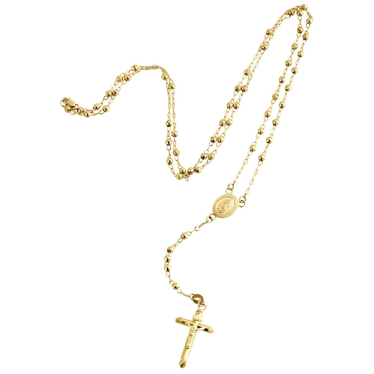 18k Gold Filled Dainty Rosary Beads Necklace Virgin Mary with Cross Si –  Dijujewel