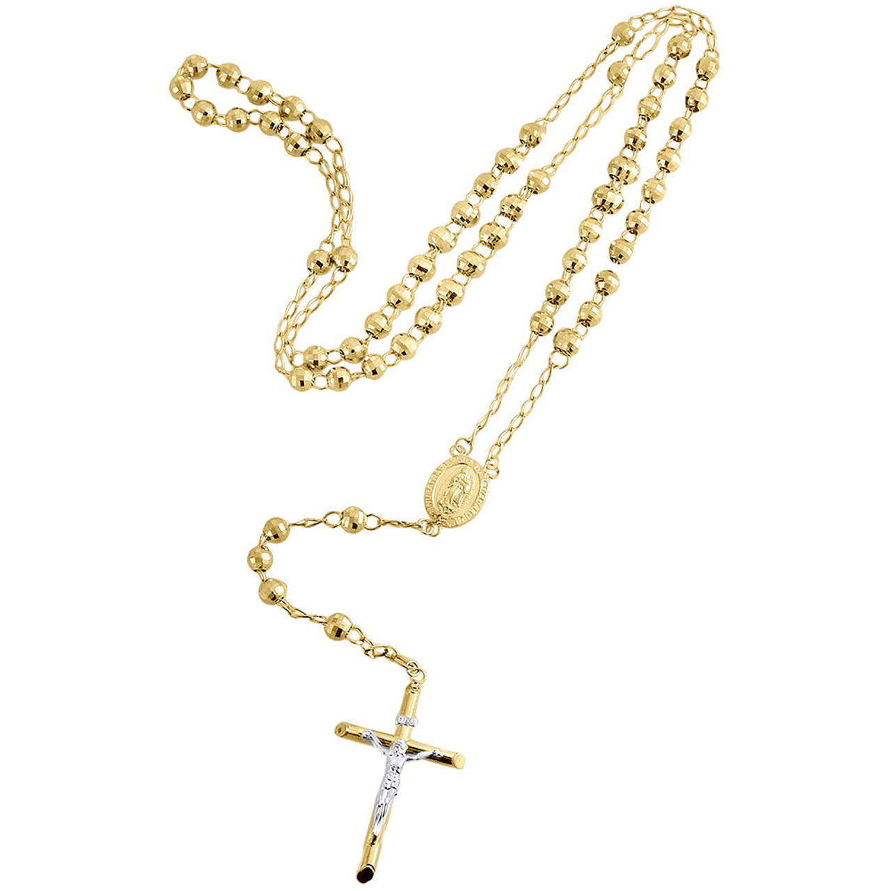 10k Gold Bezel Set Color Diamond Rosary Necklace Chain 10.25ct - Ice Storm  Gems