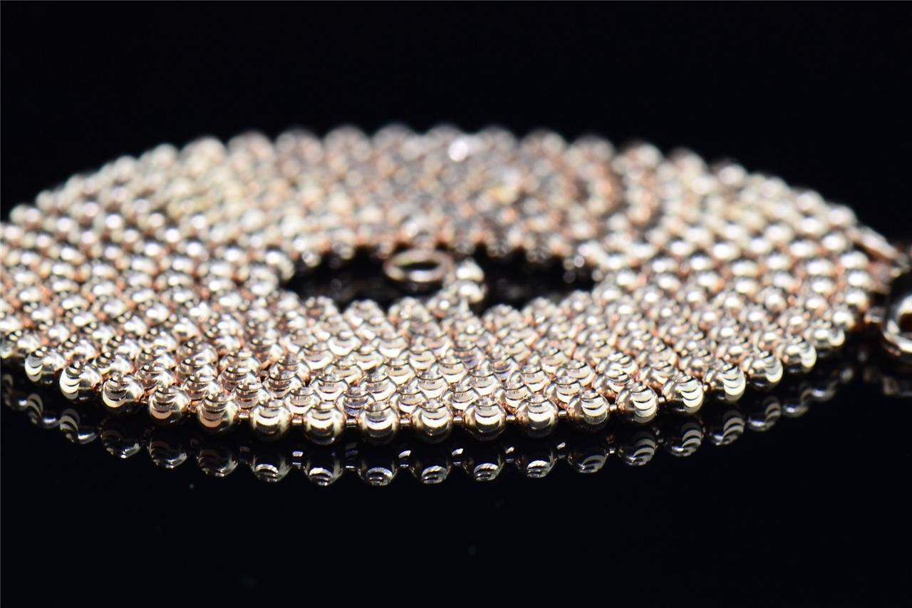 Mens 2mm 10K Rose Gold Beaded Moon Cut 