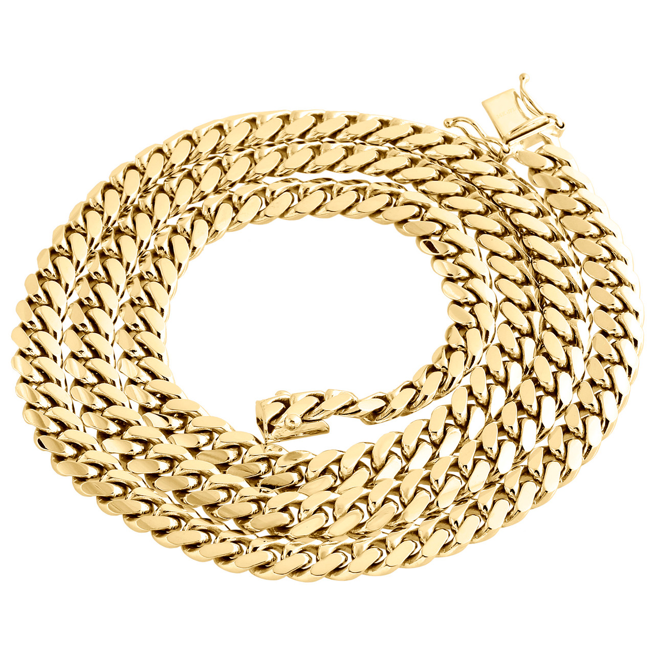 White Gold Miami Cuban Link Solid Chain in 24 Inch