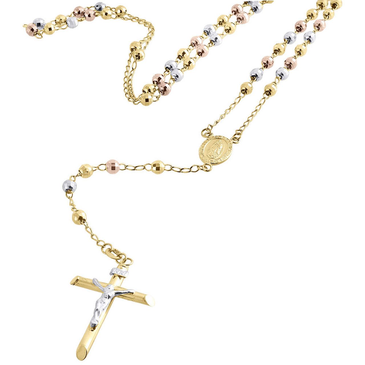 14k Gold Rosary Necklace 2mm Chain 18