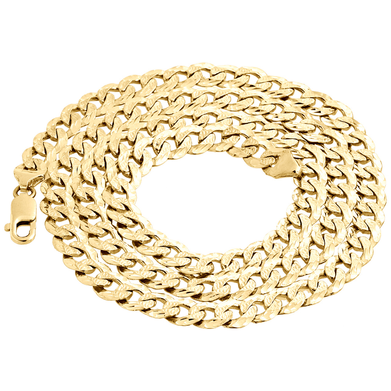 Mens Real 10K Yellow Gold Diamond Cut Fancy Miami Cuban Chain 8.5mm  Necklace 28