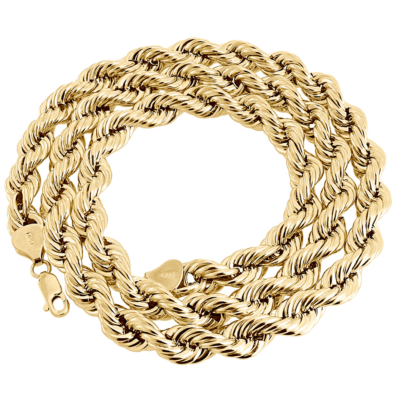 Solid Rope Chain Necklace 10K Yellow Gold 18