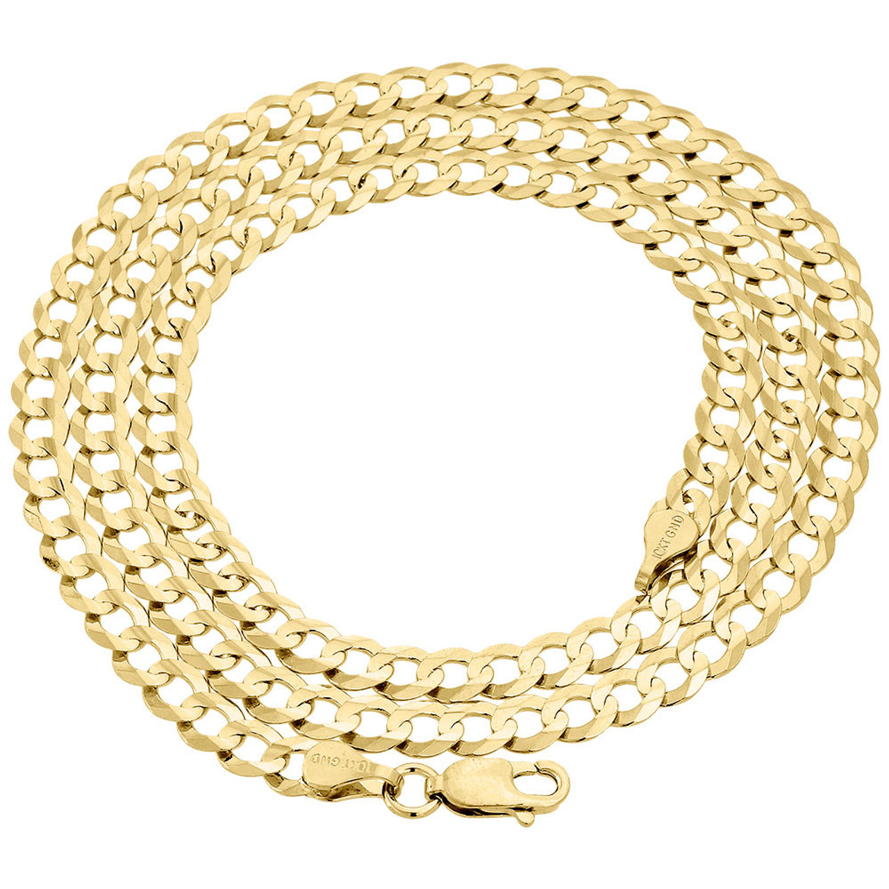 Mens Solid 10K Yellow Gold 4.5 MM Cuban Curb Link Chain Necklace 16-36  Inches