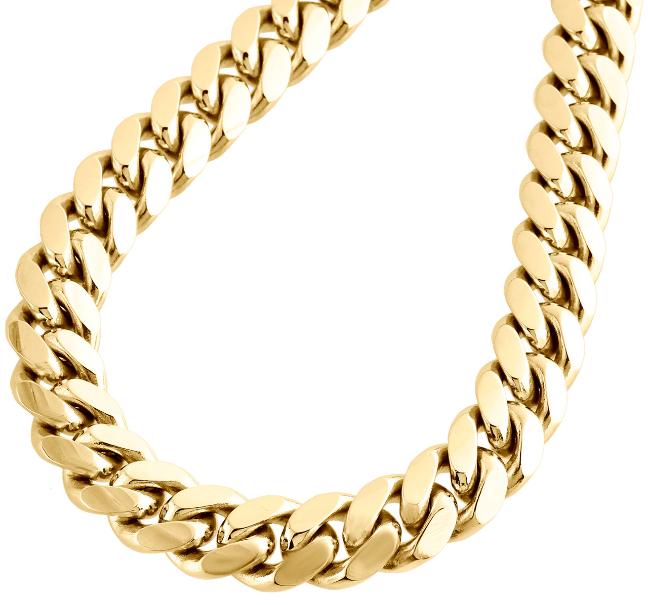 14K Yellow Gold Solid Miami Cuban Link 