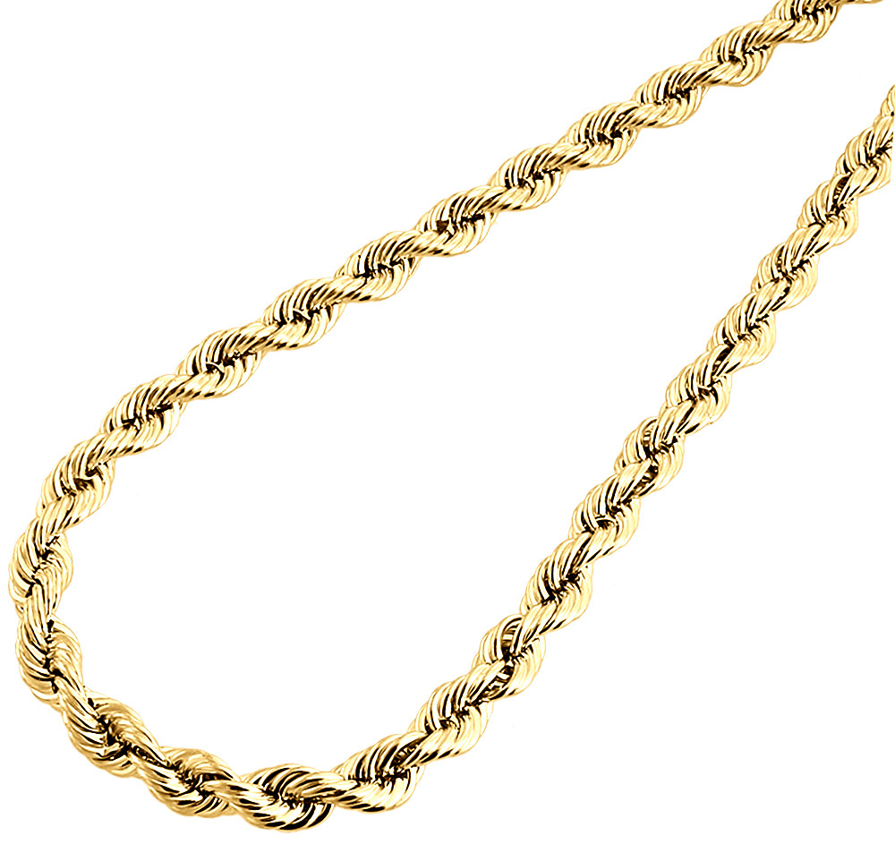 Real 10K Yellow Gold Solid Rope Chain 