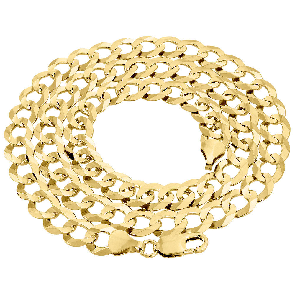 Mens Solid 10K Yellow Gold Cuban Curb 