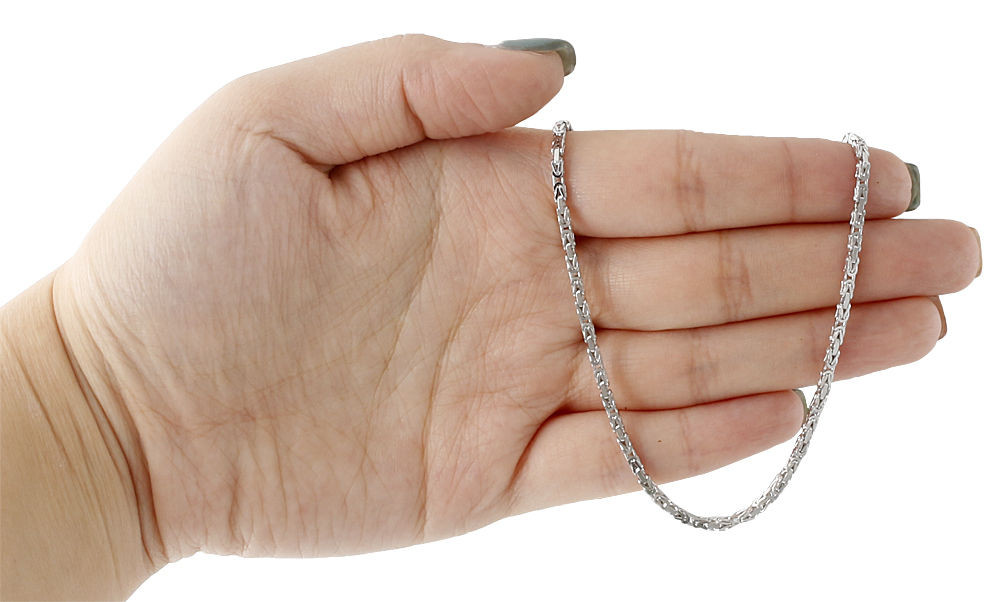 14K White Gold 2MM Solid Byzantine 