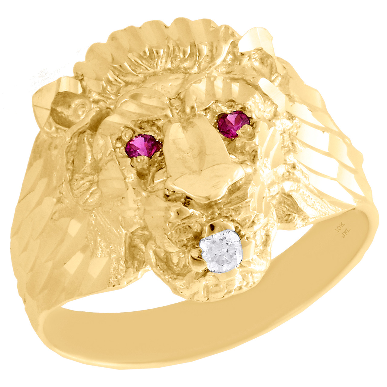 Anillo me ique con cabeza de le n para hombre en oro amarillo real