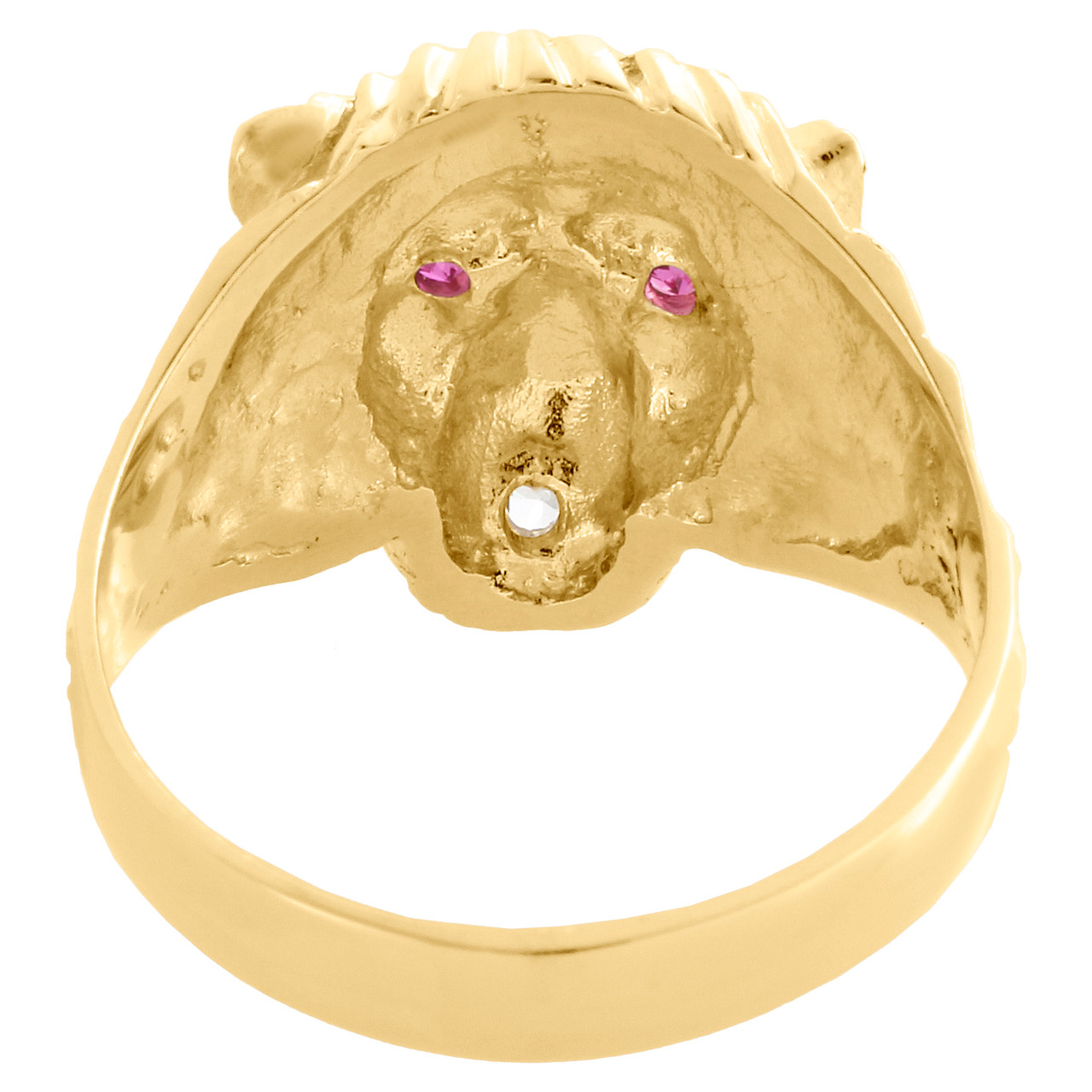 Real 10K Yellow Gold Mens Lion Head Pinky Ring 18mm Fancy Band Created