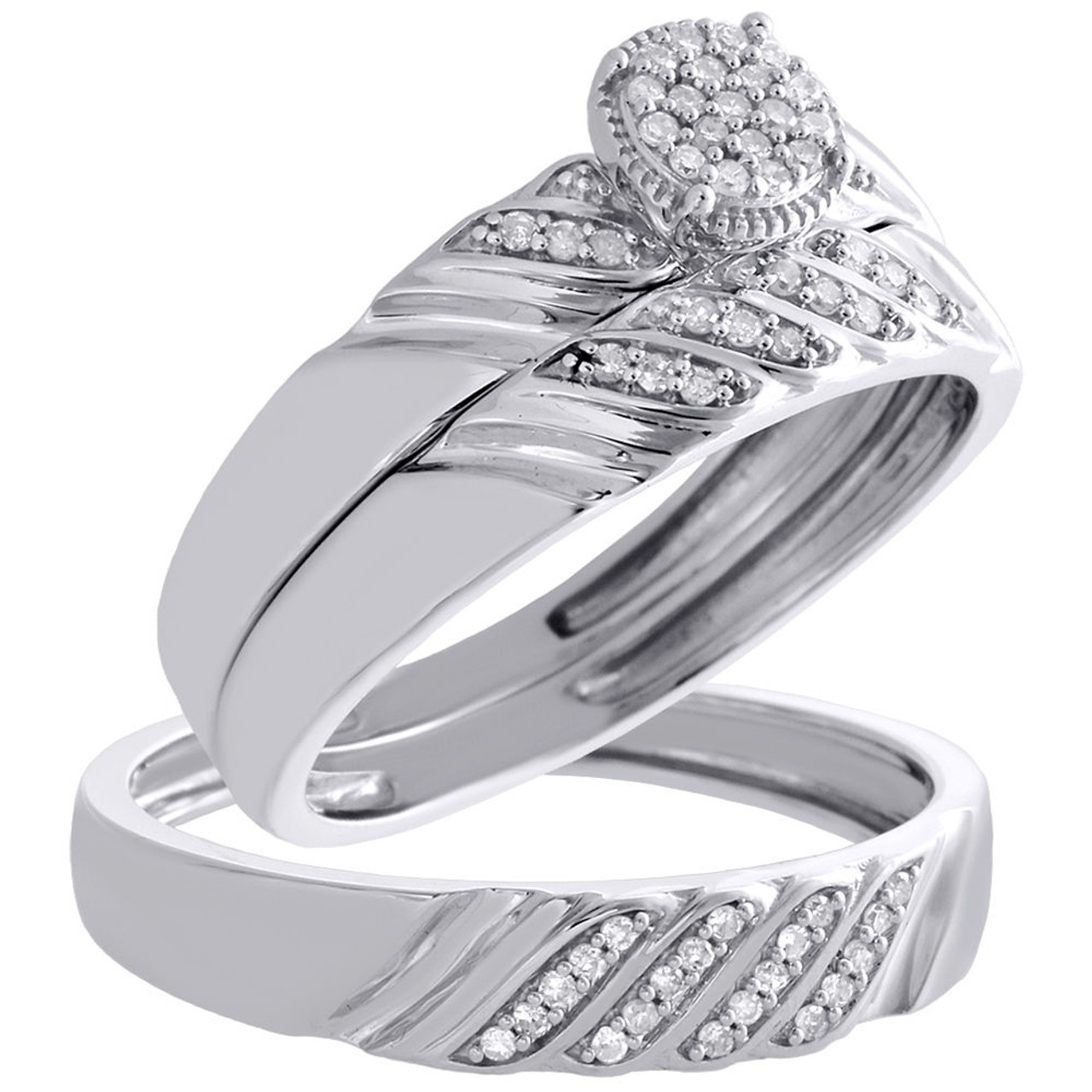 925 Sterling Silver Diamond Trio Set 