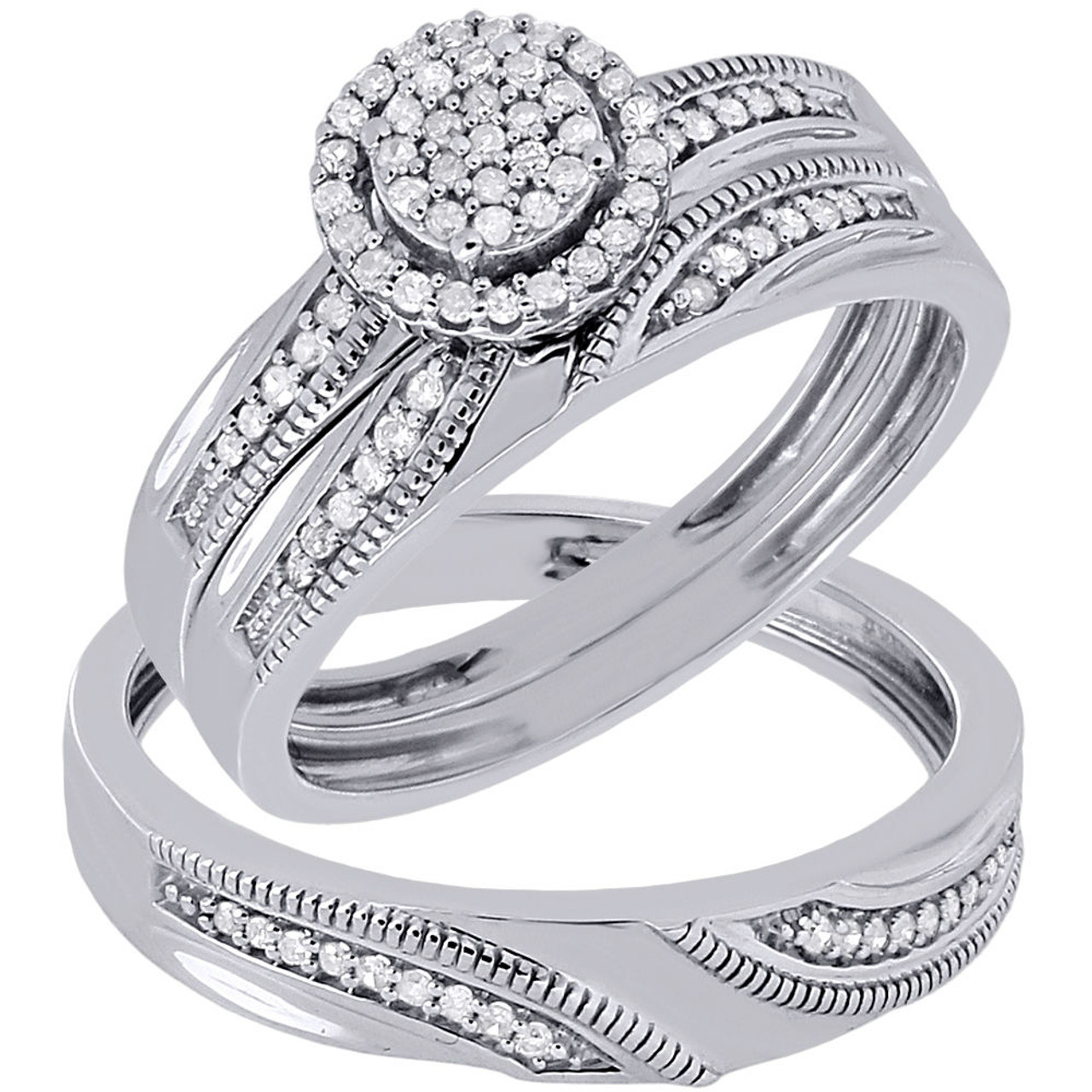 925 Sterling Silver Mens Cubic Zirconia Trio Channel Set Ring