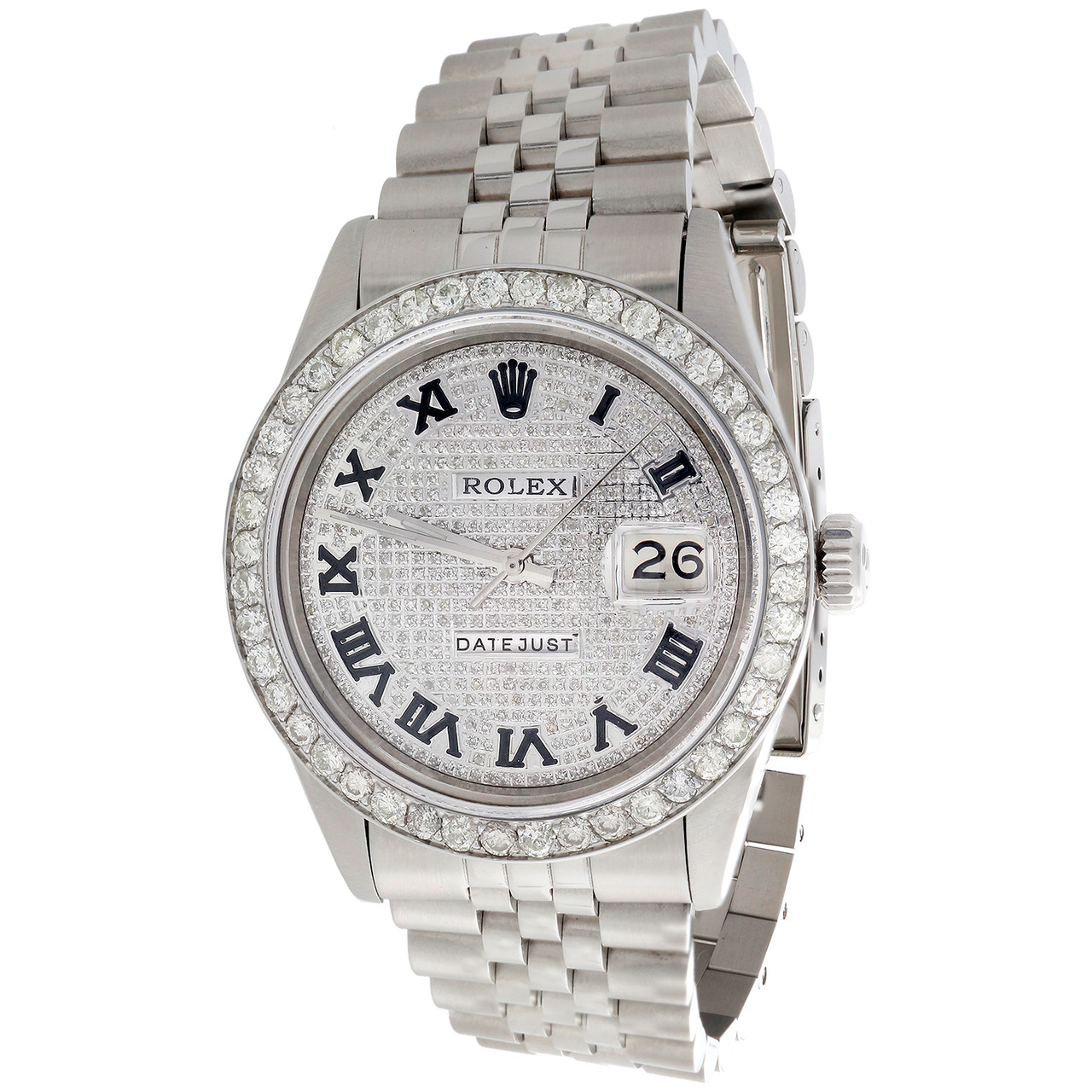 Montre homme Rolex 36 mm datejust diamant bande jubil chiffres