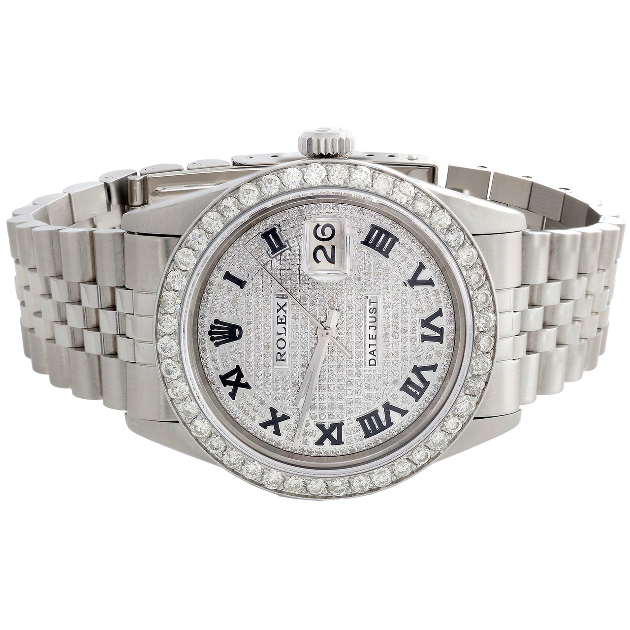 Montre homme Rolex 36 mm datejust diamant bande jubil chiffres