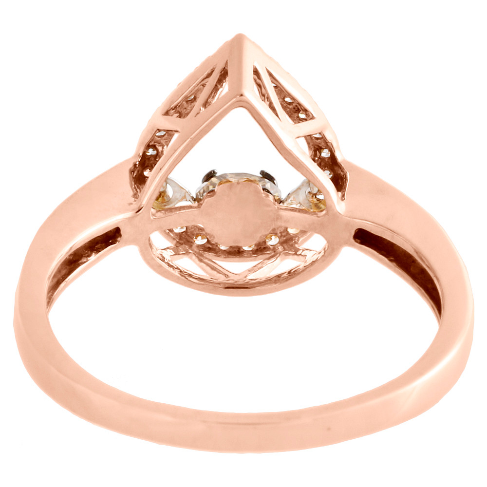 10K Rose Gold Dancing Diamond Teardrop Ring Cocktail Statement