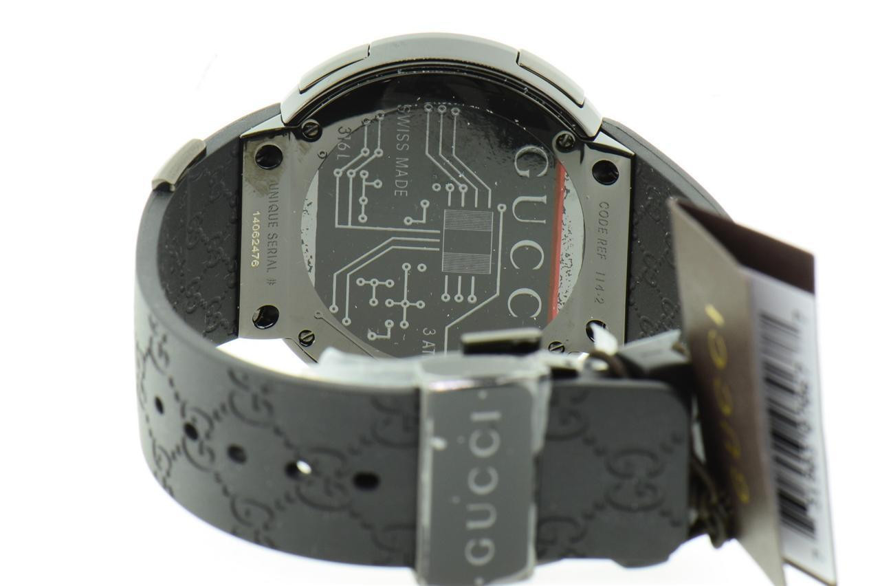 Gucci Watch Mens I-Gucci Collection Black Rubber Strap 44mm