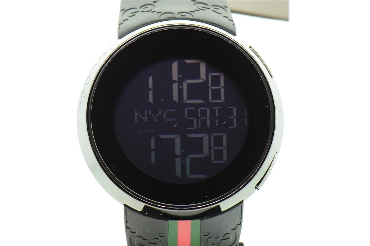 Gucci Watch Mens I-Gucci Collection Black Rubber Strap 44mm