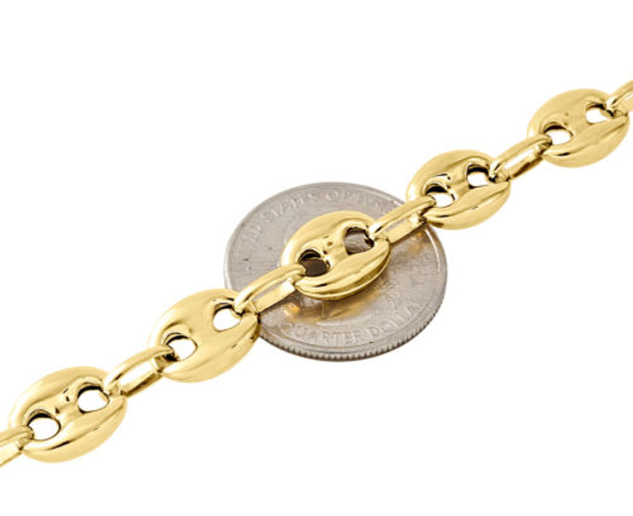 Collier chaîne à maillons Gucci mariner soufflé en or jaune 10 carats de  9,25 mm de large 28-34 pouces - jfl diamonds & timepieces