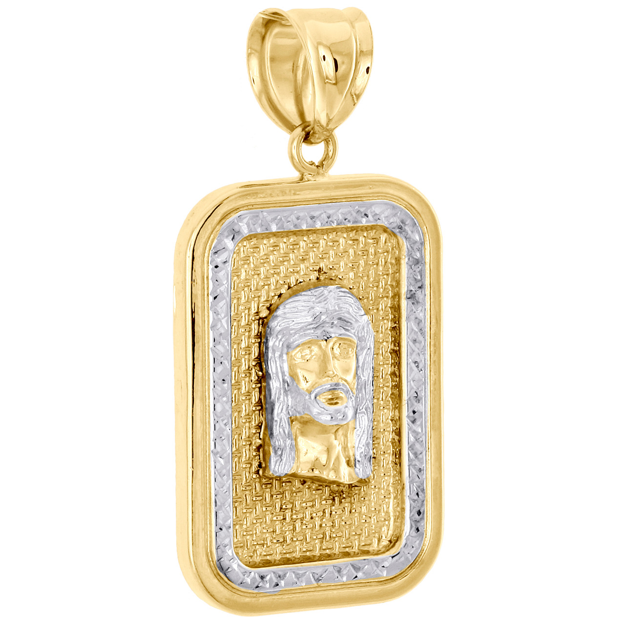 1.70 Grams Mens Ladies 10k Yellow Two Tone Gold small Jesus Face Charm Pendant 