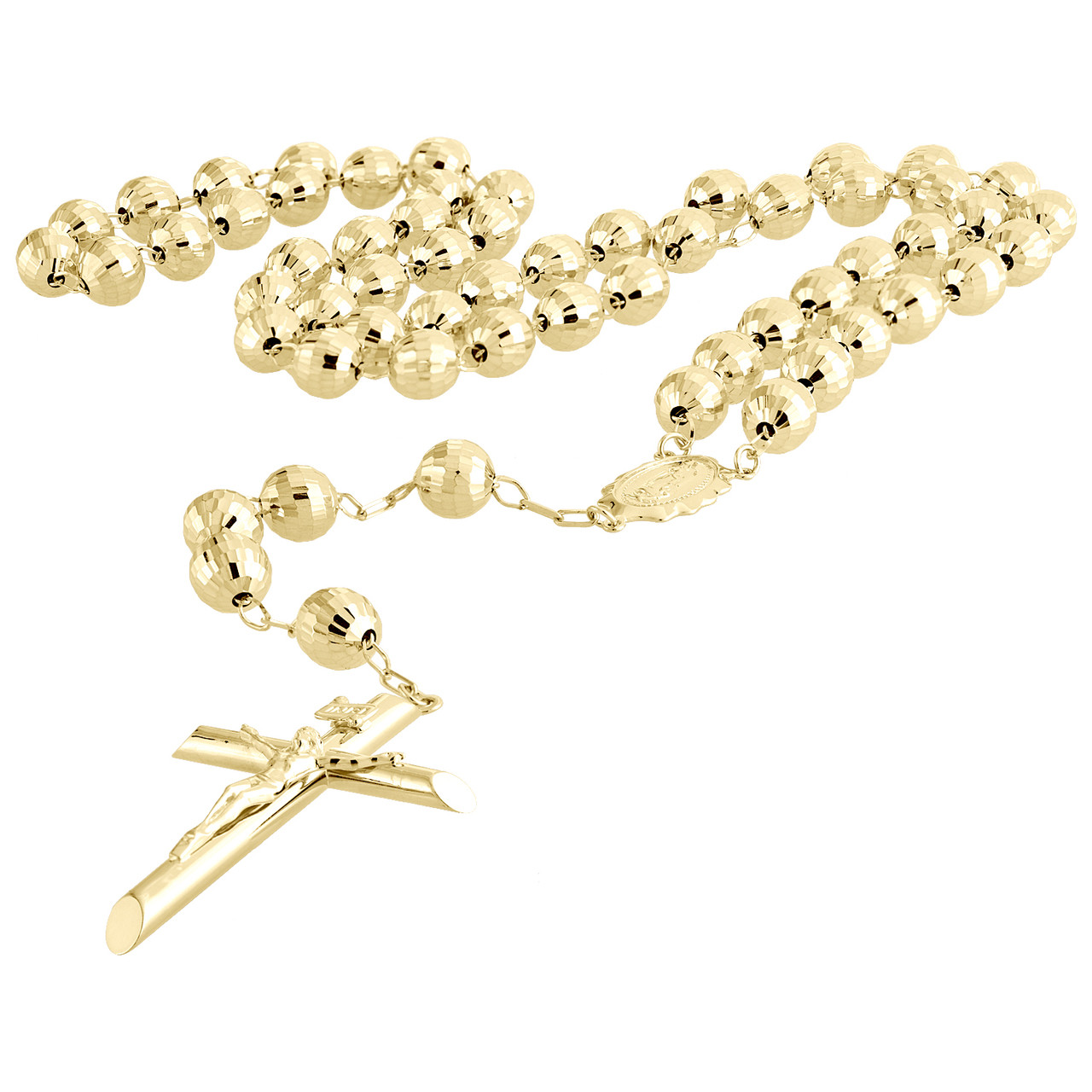 Medium Rosary on Cross Two-Tone Necklace Charm in 10K Gold | Banter