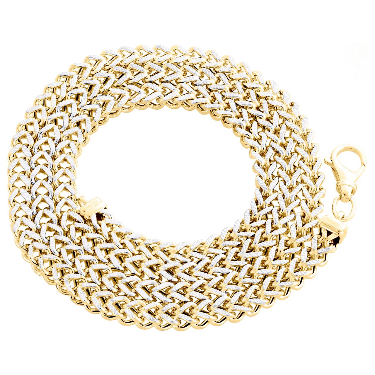 10K Yellow Gold 3D Diamond Cut Hollow Franco Box Chain