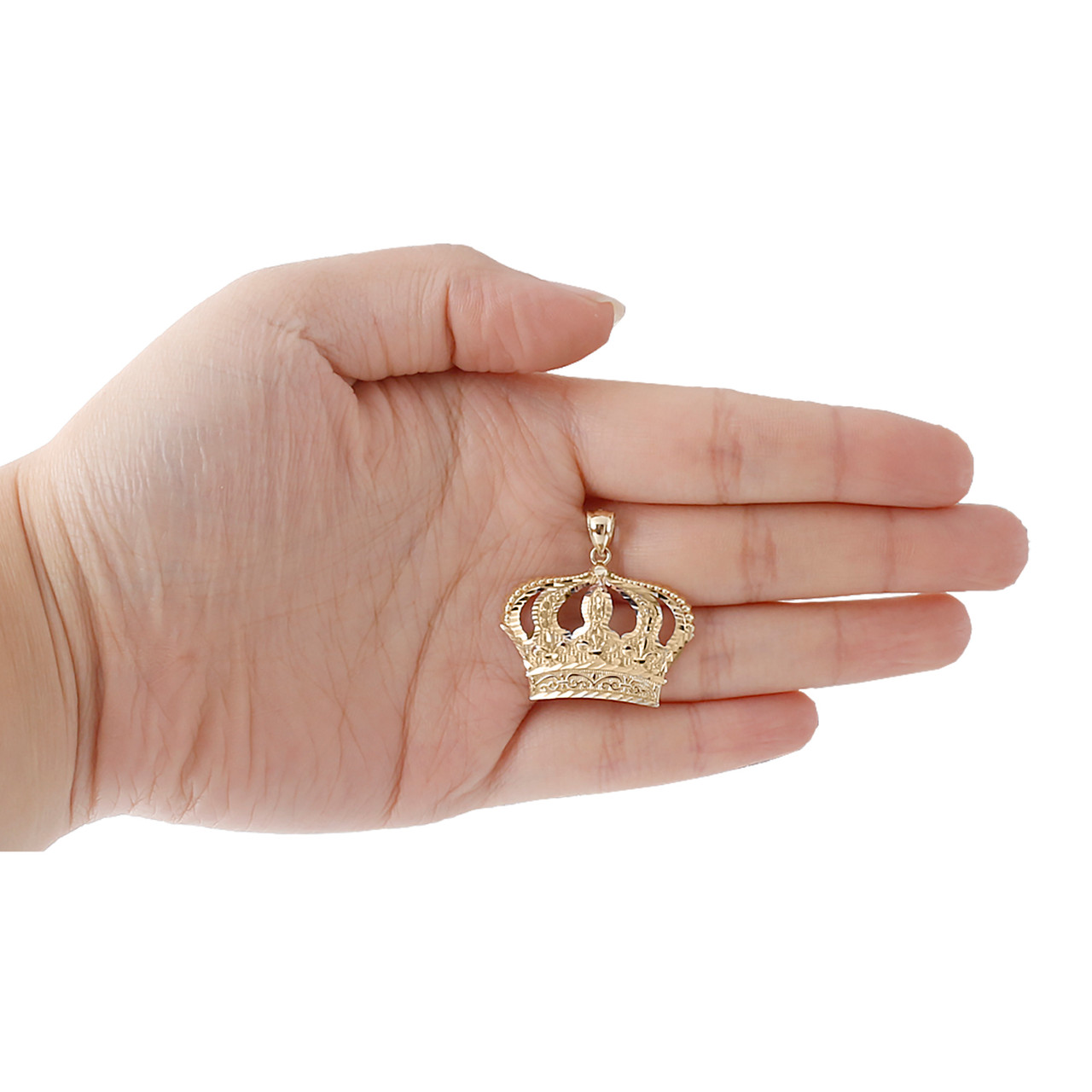 10K Two Tone Gold King Queen Crown 