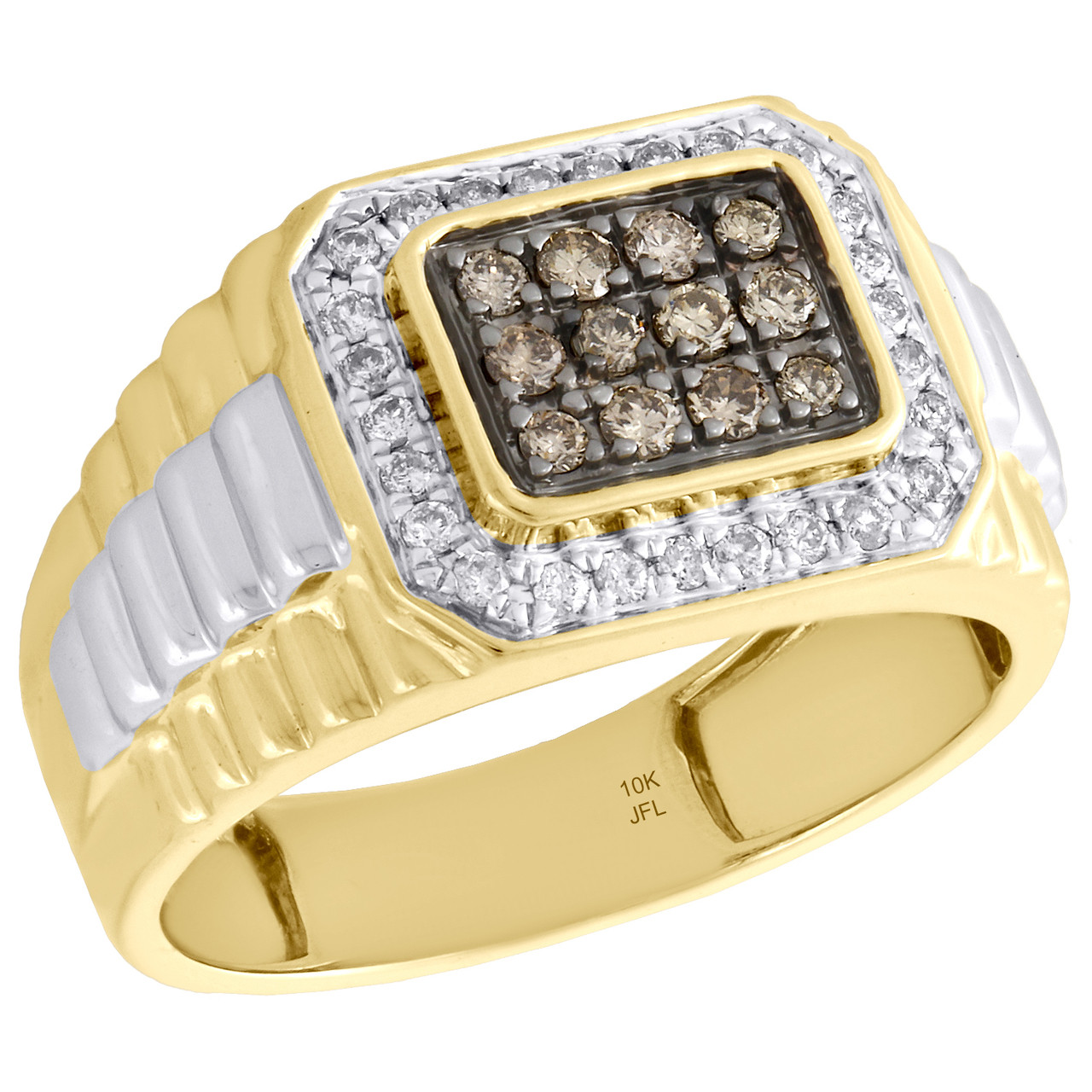 Bague de mariage en or jaune 10 carats avec diamants bruns 12 50